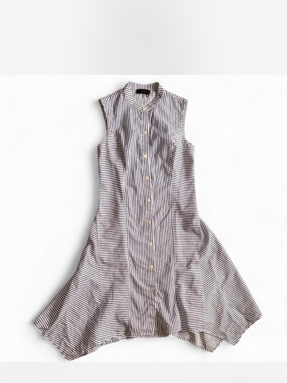 Donna Karan Sleeveless Striped Button-Front Dress